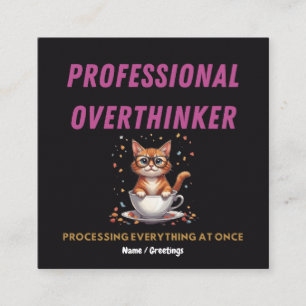 Professioneel Overdenker Herkenbare Kat Humor Vierkante Visitekaartje
