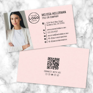 Professioneel QR Code Foto Uw Logo Roze Visitekaartje