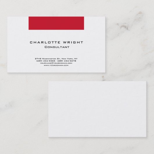 Professioneel rood wit modern minimalistisch ontwe visitekaartje (Voorkant / Achterkant)