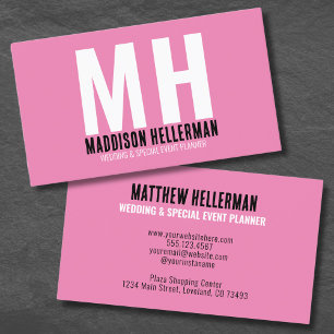 Professioneel Roze Minimalistisch Modern Monogram Visitekaartje