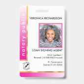 Professioneel, roze, noteerfoto-badge badge (Front)