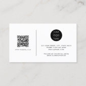 Professioneel Script Zwart Minimalistisch QR Code  Visitekaartje (Achterkant)