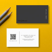Professioneel Script Zwart Minimalistische QR-code Visitekaartje