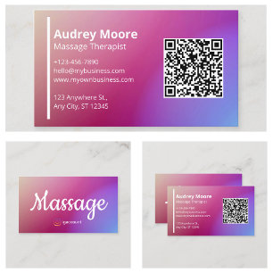 Professioneel sjablonen QR-code Massage therapeut Visitekaartje