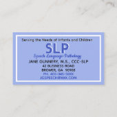 Professioneel! SLP aangepaste visitekaartjes (Achterkant)