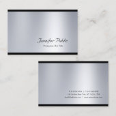 Professioneel stijlvol script glam Silver Modern Visitekaartje (Voorkant / Achterkant)