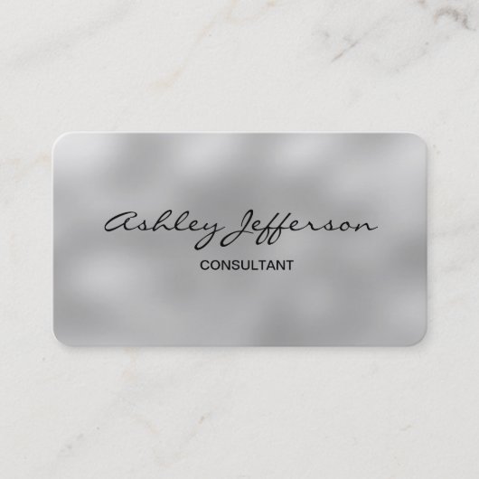 Professioneel stijlvol script Trendy Grey Visitekaartje (Voorkant)