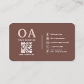 Professioneel Terracotta QR Code Monogram Visitekaartje (Achterkant)
