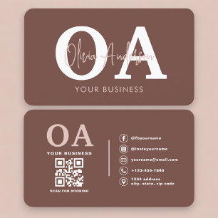 Professioneel Terracotta QR Code Monogram Visitekaartje