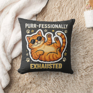 Professioneel Uitgeput Grappig Lui Kat T-Shirt Kussen