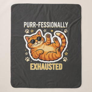 Professioneel Uitgeput Grappig Lui Kat T-Shirt Sherpa Deken