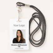 Professioneel uw witte foto-streepjescode badge (Voorkant met draagriem)