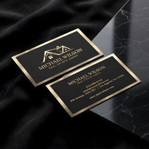 Professioneel Vastgoed Huis Logo Zwart & Goud Visitekaartje