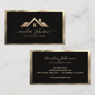 Professioneel Vastgoed Huis Logo Zwart & Goud Visitekaartje