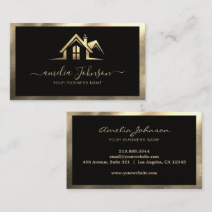 Professioneel Vastgoed Huis Logo Zwart & Goud Visitekaartje