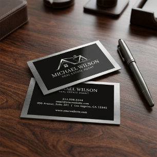 Professioneel Vastgoed Huis Logo Zwart & Zilver Visitekaartje