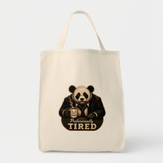Professioneel Vermoeide Panda Coffieliefhebber Tote Bag