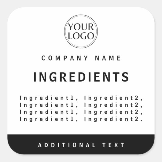 Professioneel wit bedrijf Logo Ingrediënten Label (Voorkant)