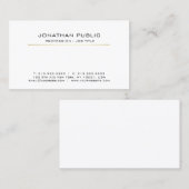 Professioneel Wit Goud Slank Modern Elegant Plain Visitekaartje (Voorkant / Achterkant)