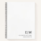 Professioneel Wit Monogram Beginletter Zakelijk Notitieboek (Voorkant)