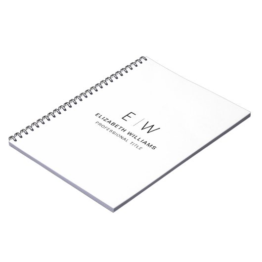 Professioneel Wit Monogram Zakelijk Initiaal Notitieboek (Linkerzijde)
