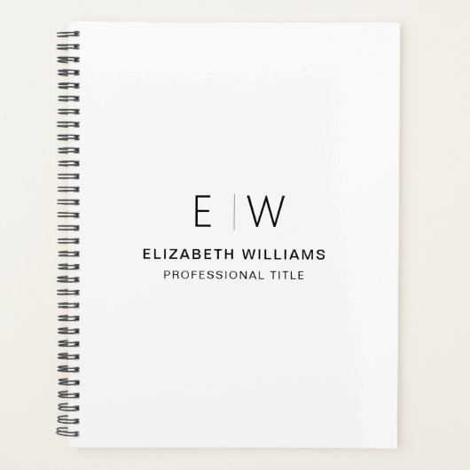 Professioneel Wit Monogram Zakelijk Initiaal Planner (Voorkant)