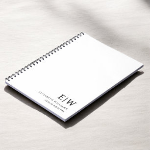 Professioneel Witte Monogram Zakelijke Initiaal Notitieboek