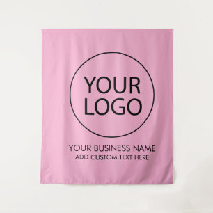 Professioneel Zakelijk Logo en Tekst Bedrijf Roze Wandkleed