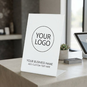 Professioneel Zakelijk Logo en Tekst Bedrijf Wit Reclamebord Met Voetstuk