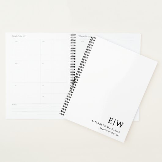 Professioneel Zakelijk Wit Monogram Initiaal Planner (Display)