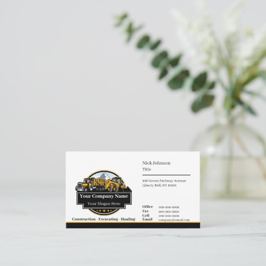 Professioneel Zwaar Materiaalbouwbedrijf Visitekaartje (Staand voorkant)