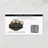 Professioneel Zwaar Materiaalbouwbedrijf Visitekaartje (Achterkant)