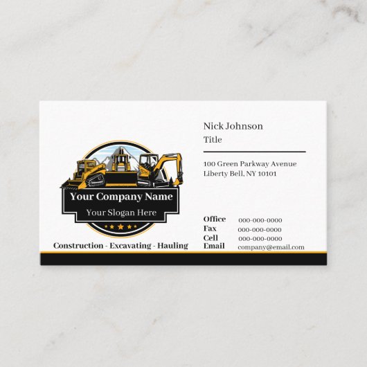 Professioneel Zwaar Materiaalbouwbedrijf Visitekaartje (Voorkant)