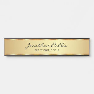 Professioneel zwart en goud handgeschreven script deurbordje