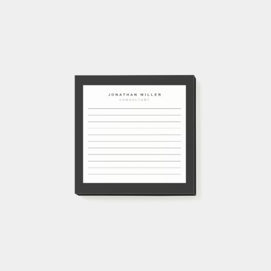 Professioneel, zwart en wit | Naam 3x3 Post-it® Notes (Voorkant)