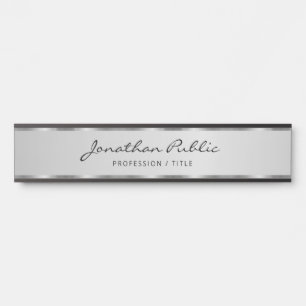 Professioneel zwart en zilver typografisch script deurbordje