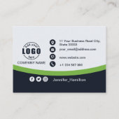 Professioneel Zwart Groen voeg uw Logo QR-code toe Visitekaartje (Achterkant)