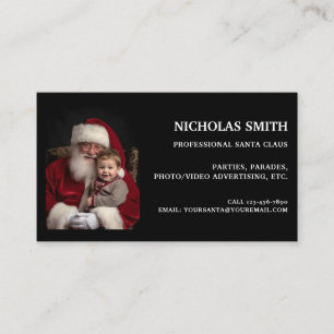 Professioneel Zwart Kerstman Foto Visitekaartje