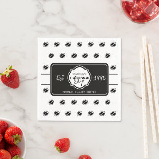 Professioneel zwart koffiezaaklogo op maat servet