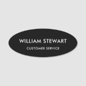 Professioneel Zwart Minimaal Ovaal Personeel Naamplaatje (Voorkant)