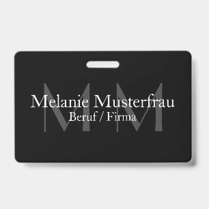 Professioneel zwart monogram badge dienst