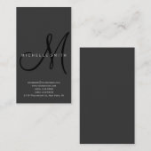 Professioneel Zwart Monogram Grijs Visitekaartje (Voorkant / Achterkant)