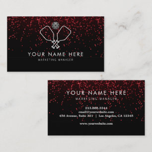 Professioneel Zwart Rood Pickleball Visitekaartje