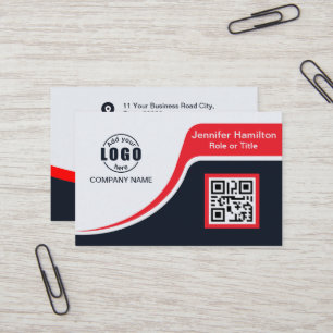 Professioneel zwart Rood voegt uw Logo QR-code Bus Visitekaartje
