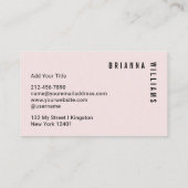 Professioneel Zwart Roze Monogram Modern Minimaal Visitekaartje (Achterkant)