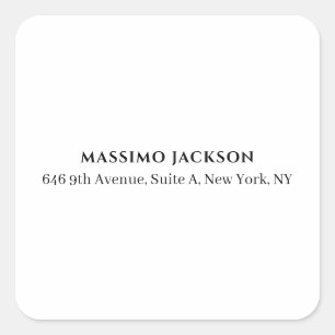 Professioneel zwart-wit modern minimalistisch naam vierkante sticker