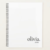 Professioneel zwart-wit monogram Eenvoudige naam Planner (Voorkant)