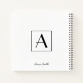 Professioneel zwart-wit monogram initiaal script notitieboek (Achterkant)