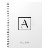 Professioneel zwart-wit monogram initiaal script notitieboek (Voorkant)