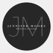 Professioneel zwart-wit monogram ronde sticker (Voorkant)